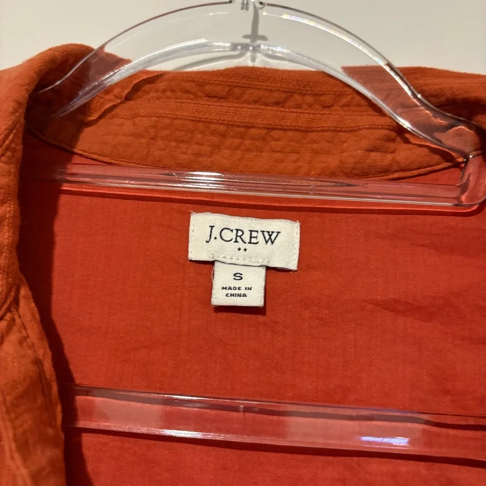 J. Crew Button Up Stripe Short Sleeve‎ Dress Burnt Orange Size Small
